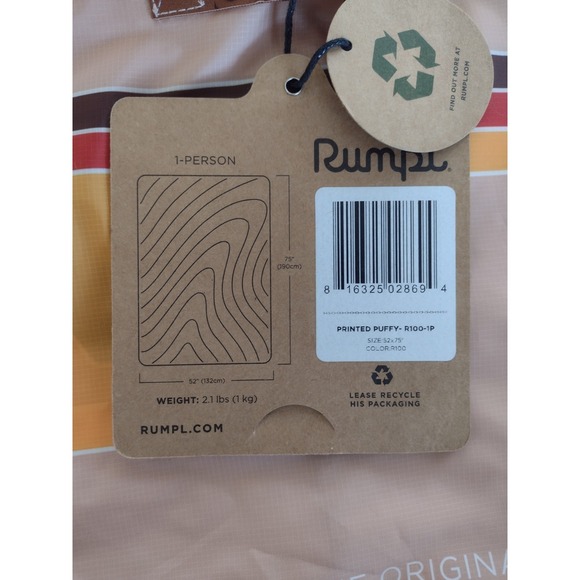 Rumpl The Original Puffy Blanket 1 Person 52x75 R100 Brown Tan Cut Run Jogger - Picture 6 of 9